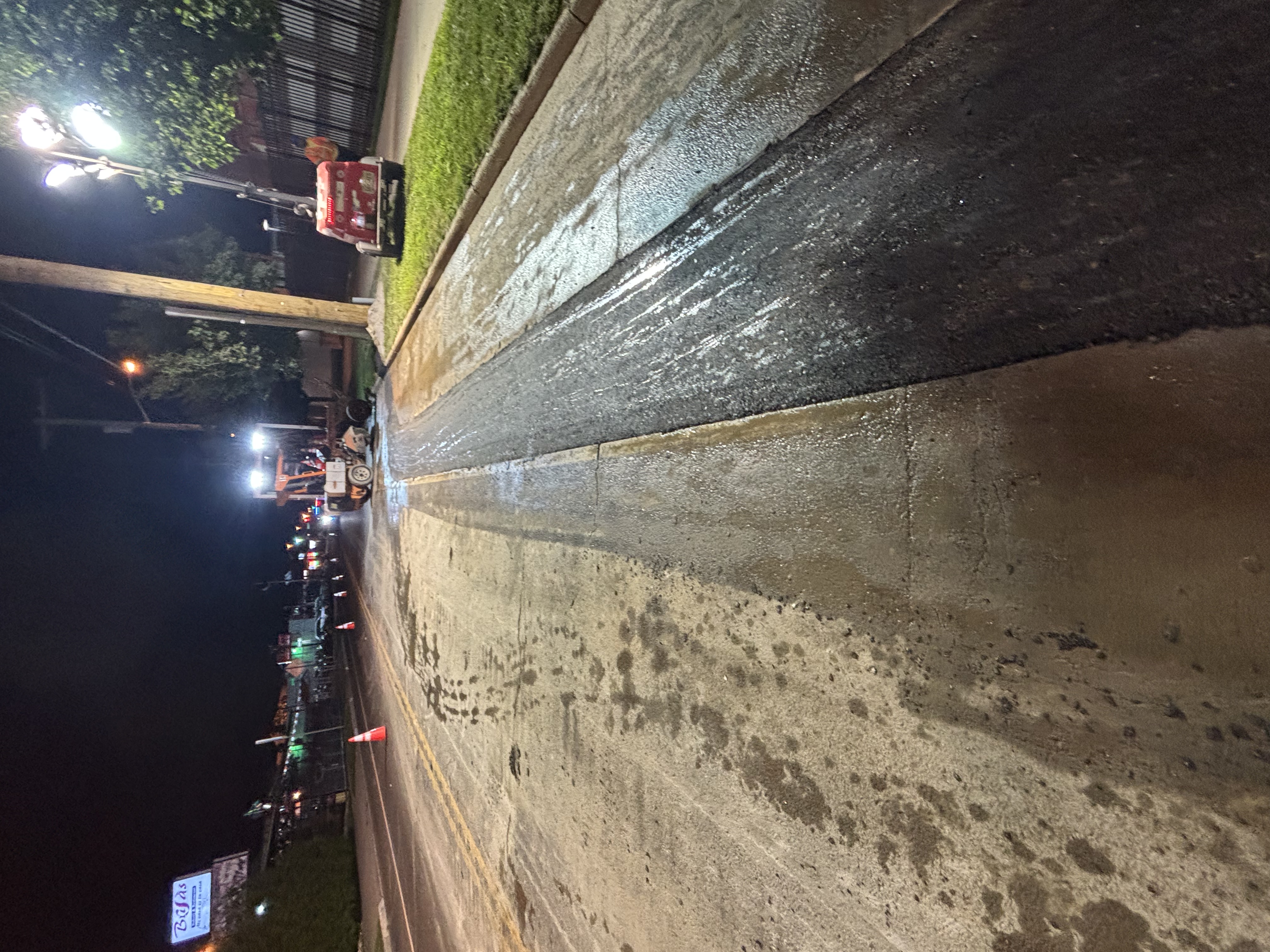 Night paving roadwork project